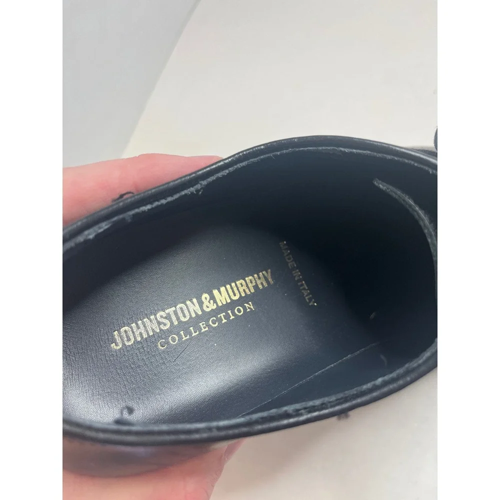 Johnston & Murphy Mens Oxford Shoes 9 M Black Leather Cap Toe Formal Dress Shoes